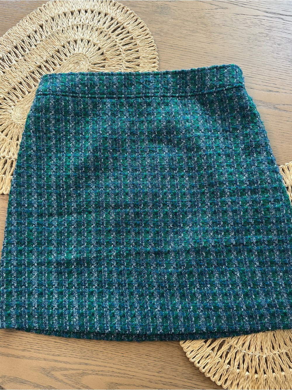J. crew Tweed A-line skirt - Green & Blue Size 10